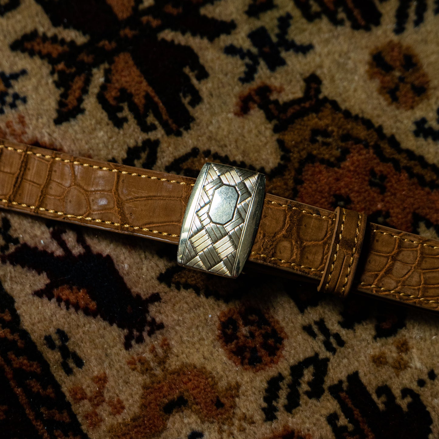 MTO Alligator Belt Vintage Buckle Nubuck Marigold