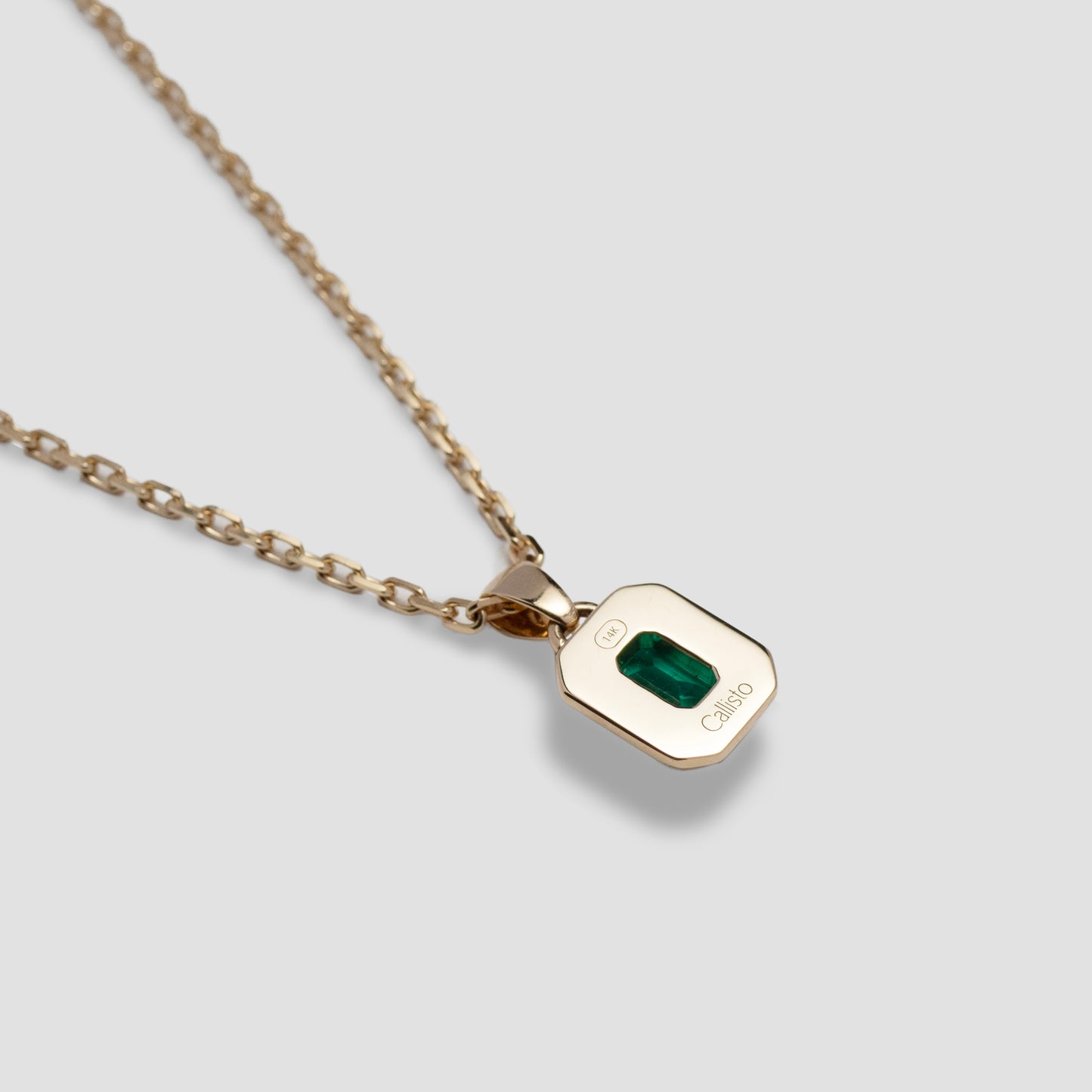 Gold Anelli Necklace Emerald Pendant