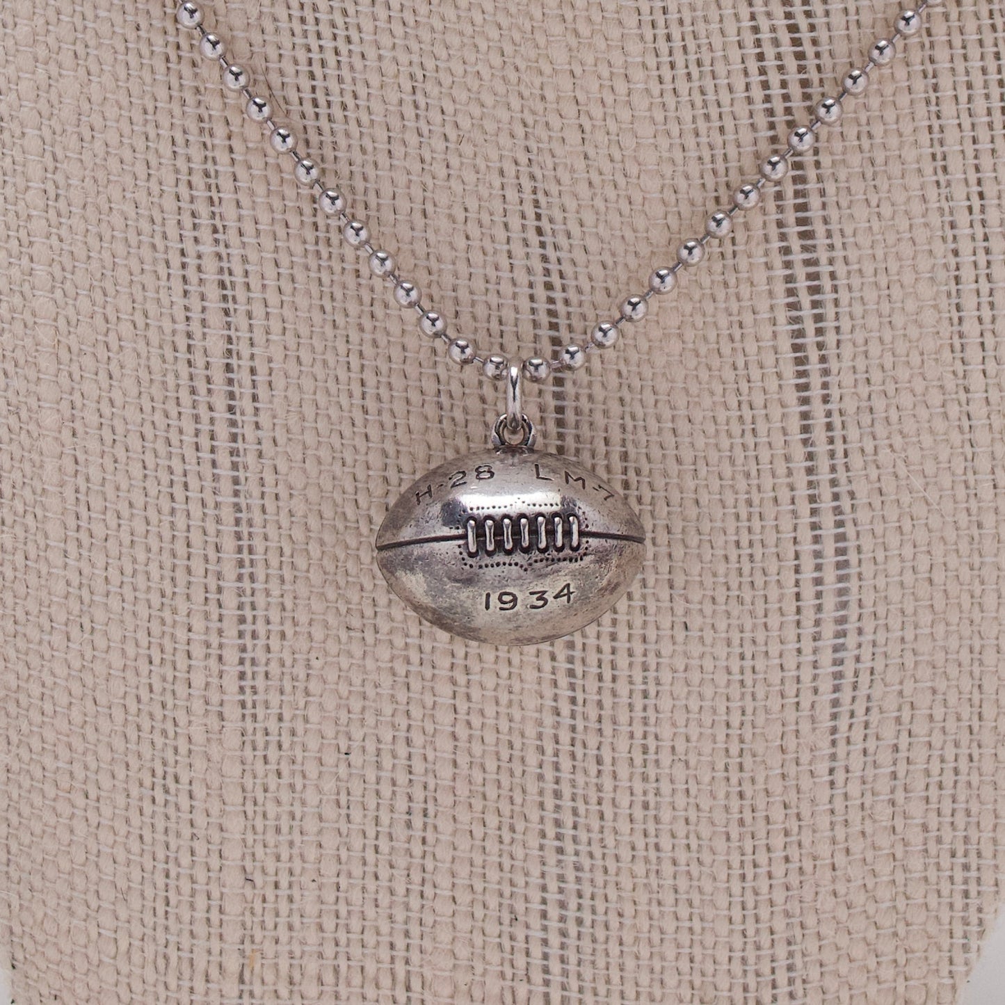 Sterling Fregola Necklace with Football Pendant