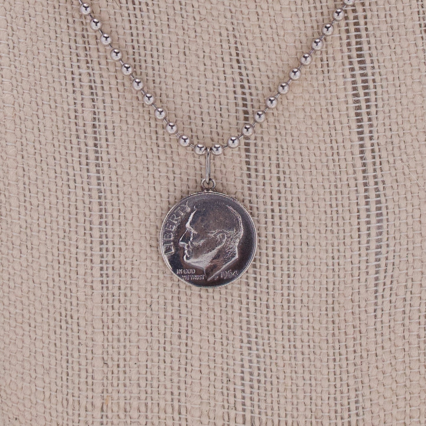 Sterling Fregola Necklace with Coin Pendant