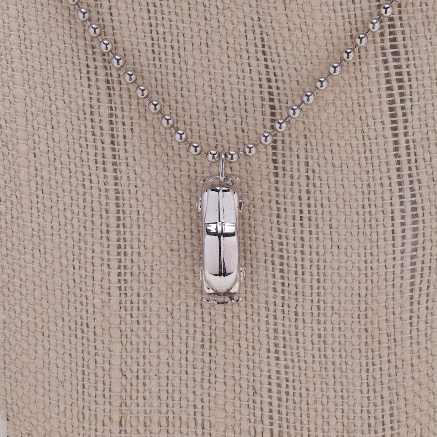 Sterling Fregola Necklace with Car Pendant