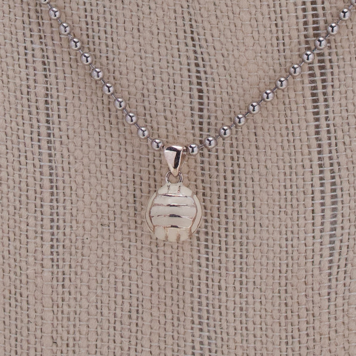 Sterling Fregola Necklace with Volleyball Pendant