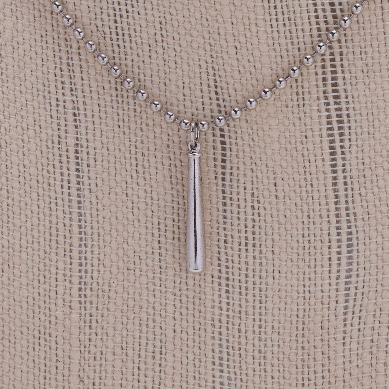 Sterling Fregola Necklace with Baseball Bat Pendant