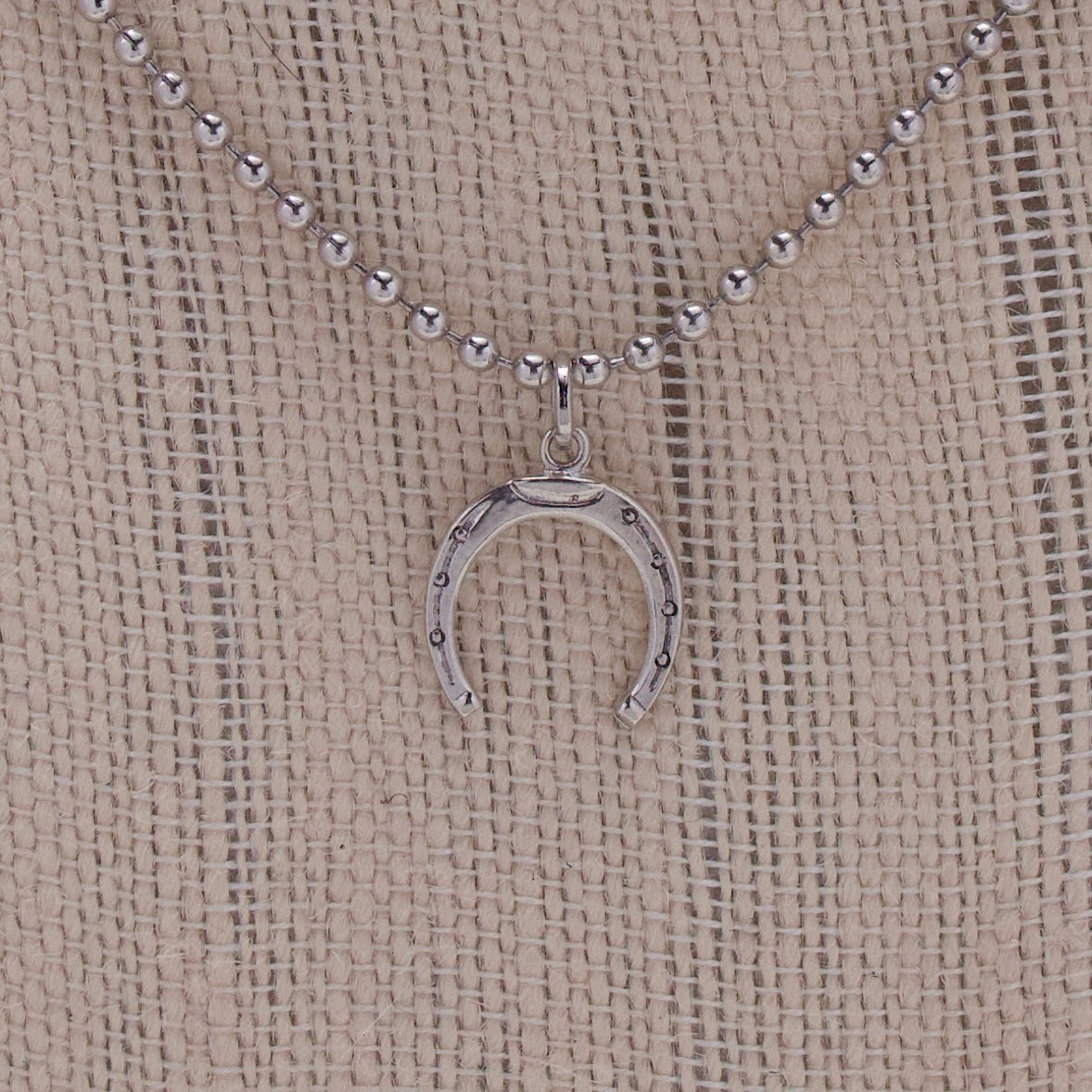 Sterling Fregola Necklace with Horseshoe Pendant