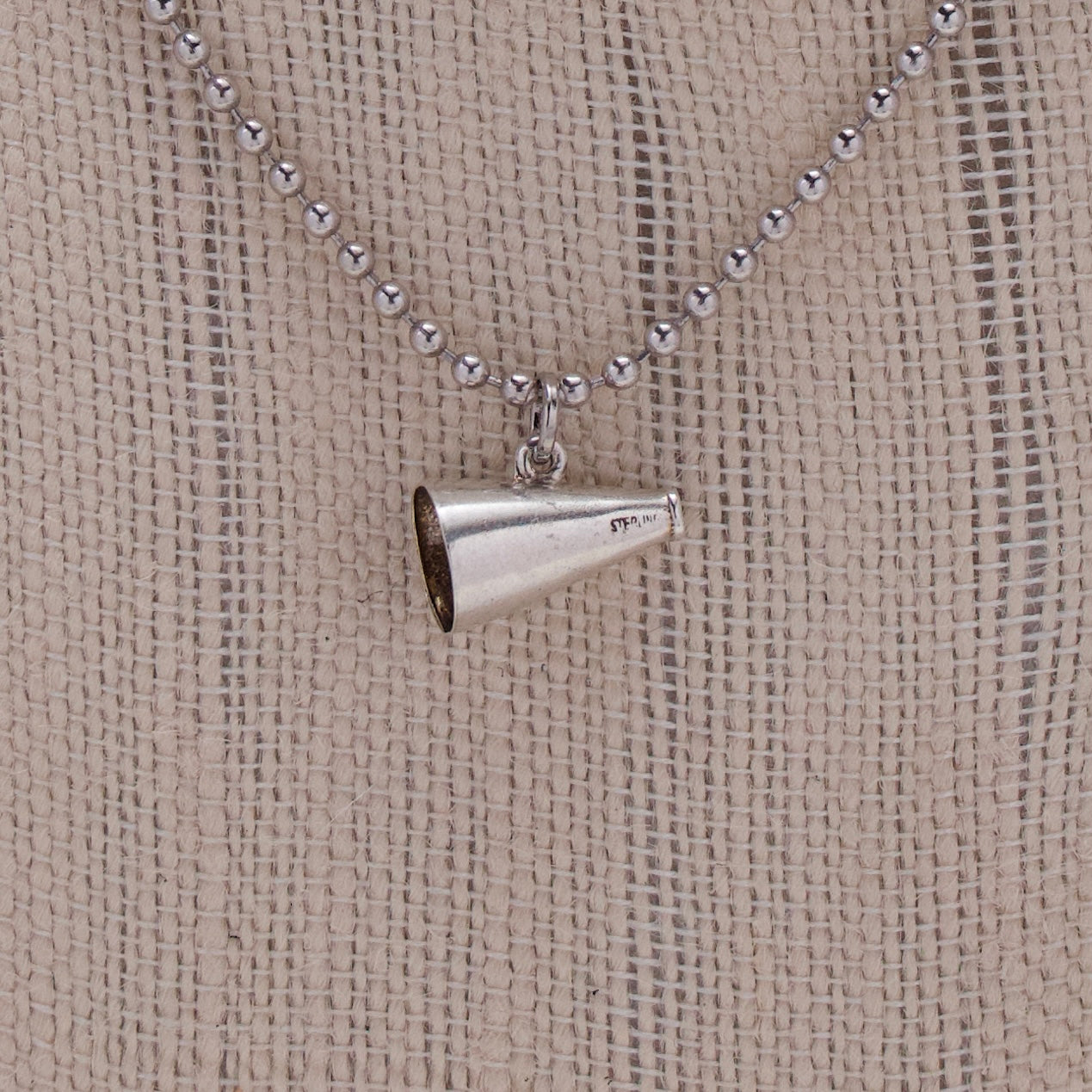 Sterling Fregola Necklace with Megaphone Pendant