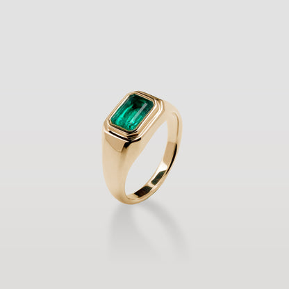 Gold Signet Emerald Ring