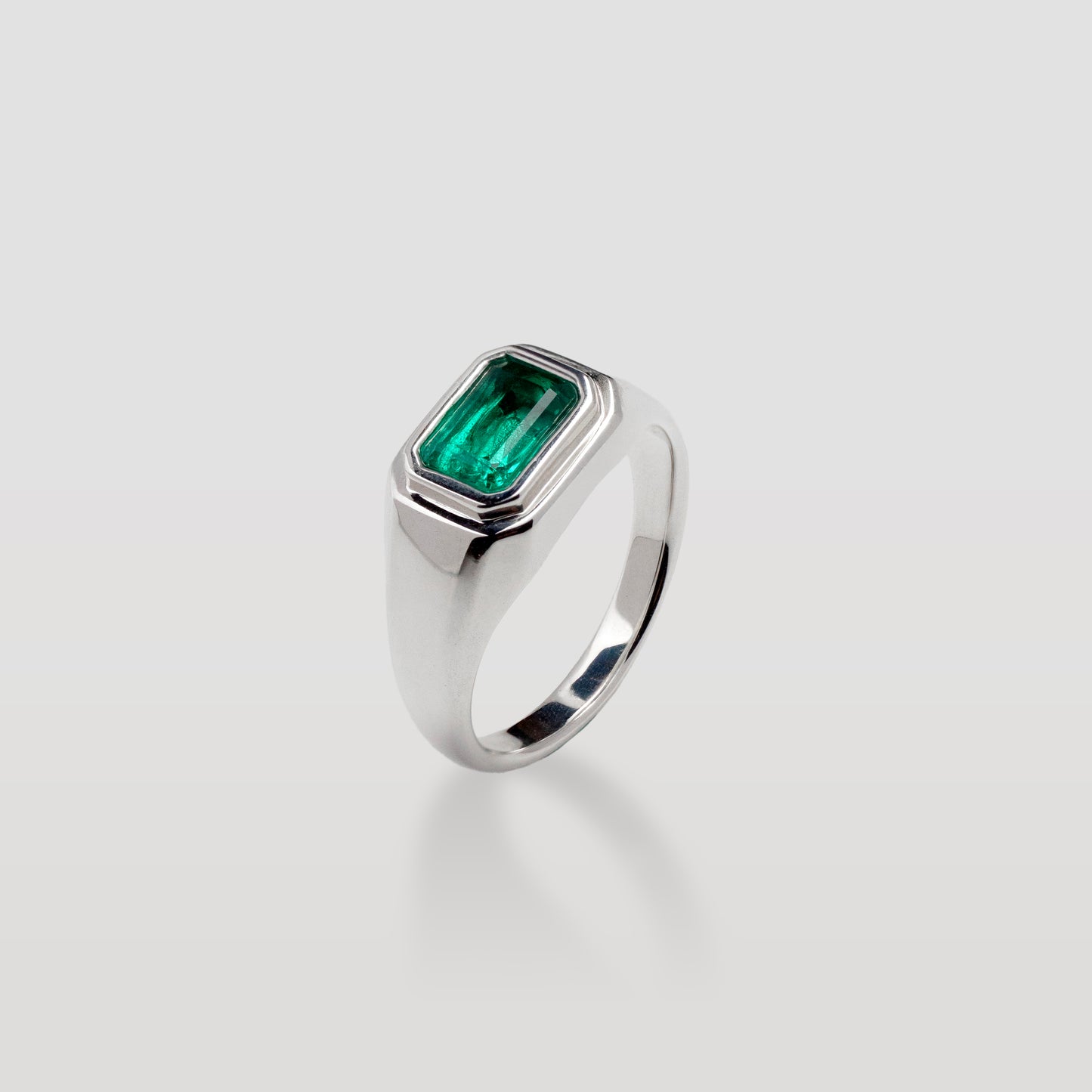 Sterling Emerald Signet Ring