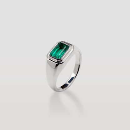 Sterling Emerald Signet Ring