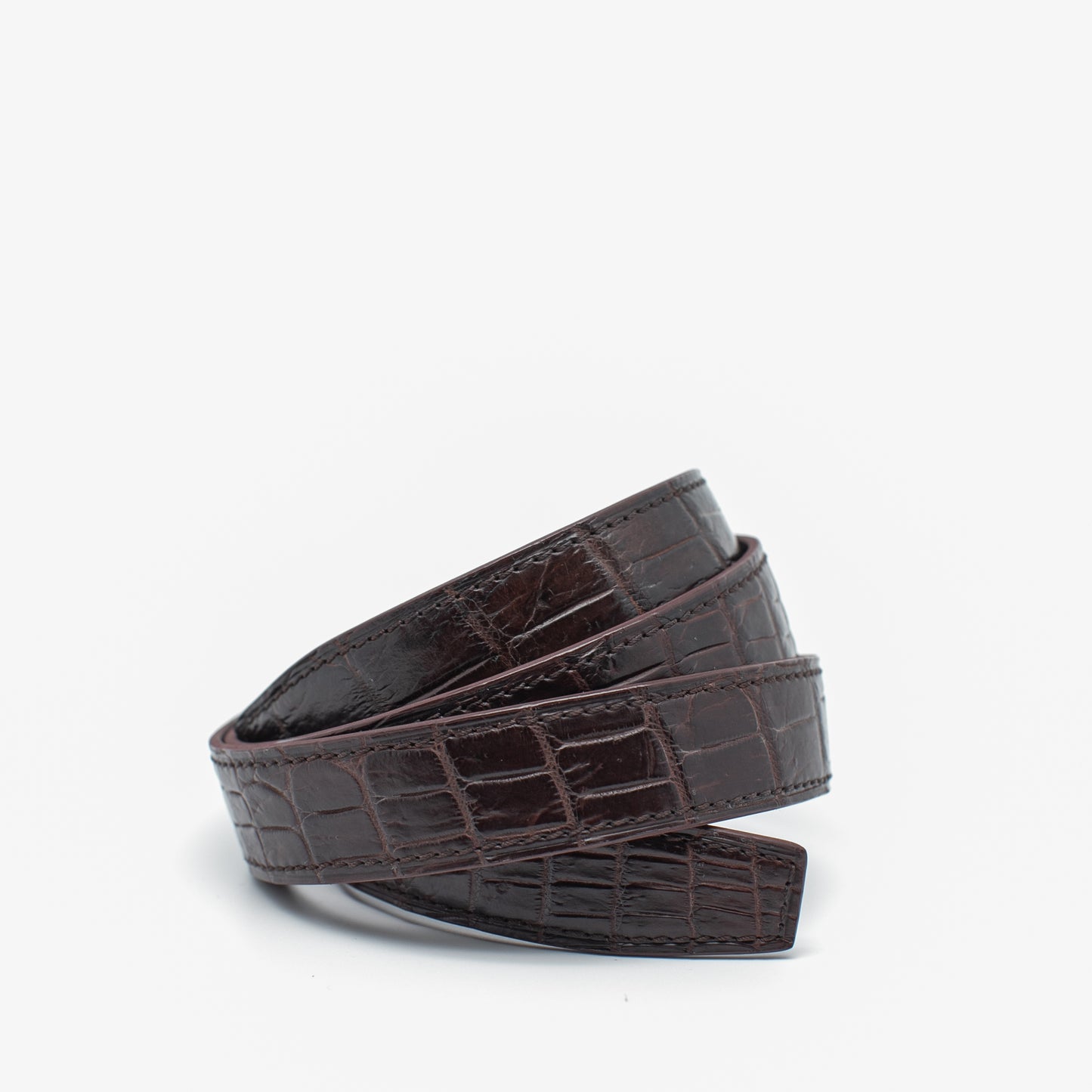 Callisto’s MTO Alligator Belt Bar Buckle Chocolate Brown