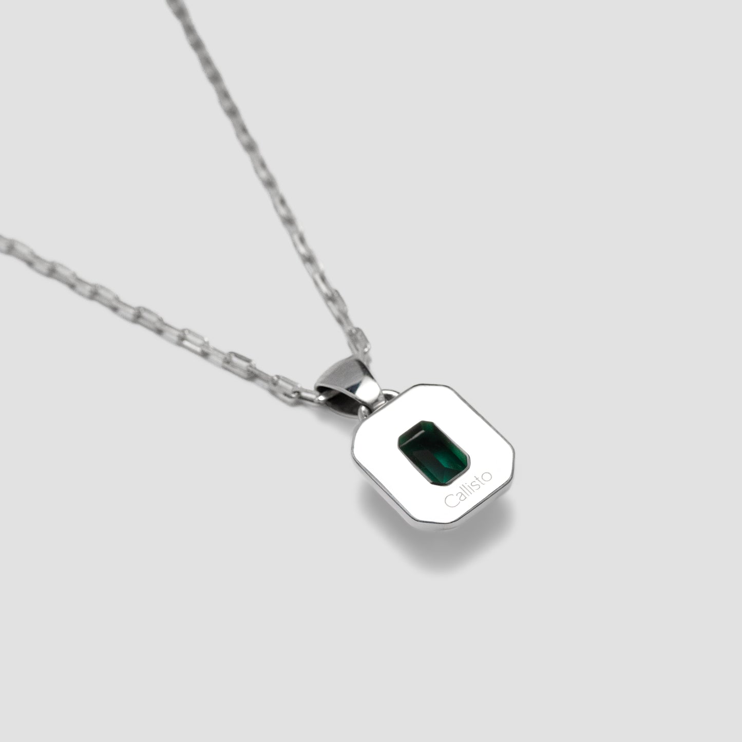 Sterling Anelli Necklace Emerald Pendant