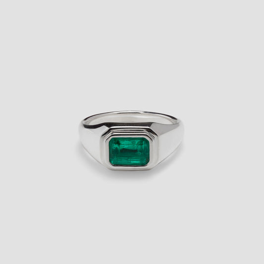 Sterling Emerald Signet Ring