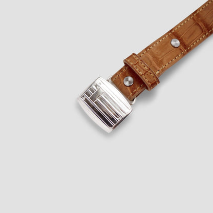Alligator Belt Sterling Buckle Nubuck Marigold