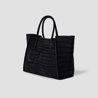 Alligator Tote Bag Nubuck Black