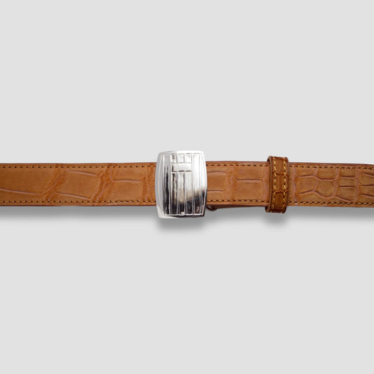 Alligator Belt Sterling Buckle Nubuck Marigold