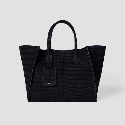 Alligator Tote Bag Nubuck Black