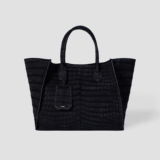 Alligator Tote Bag Nubuck Black