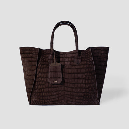 Alligator Tote Bag Nubuck Brown