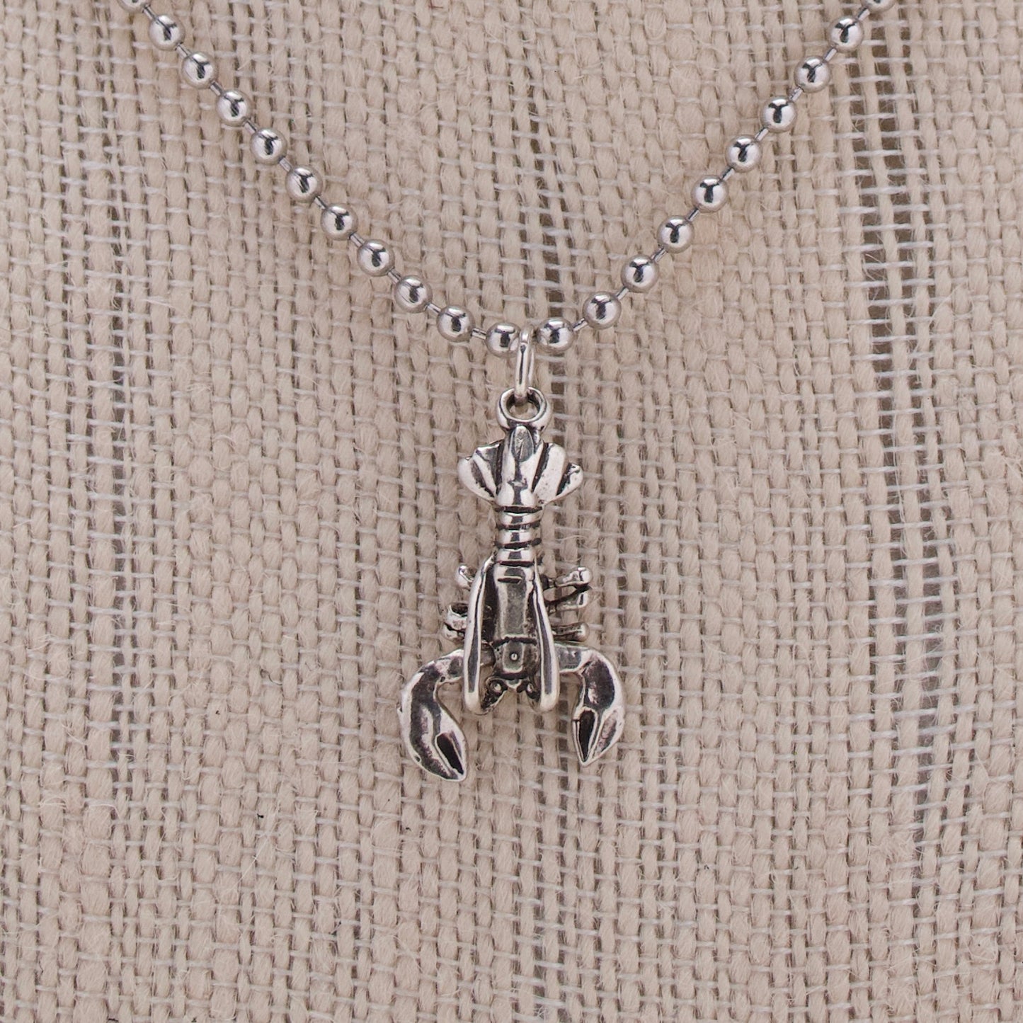 Sterling Fregola Necklace with Lobster Pendant