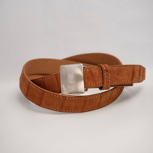 MTO Alligator Belt Vintage Buckle Nubuck Marigold