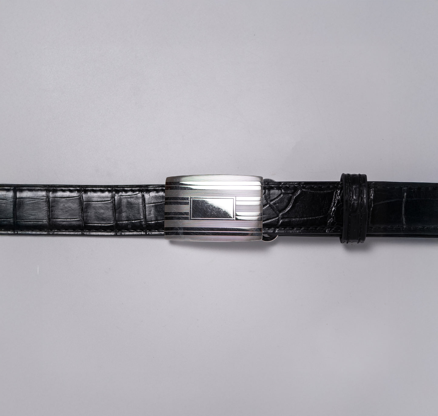 Alligator Belt Sterling Buckle Black