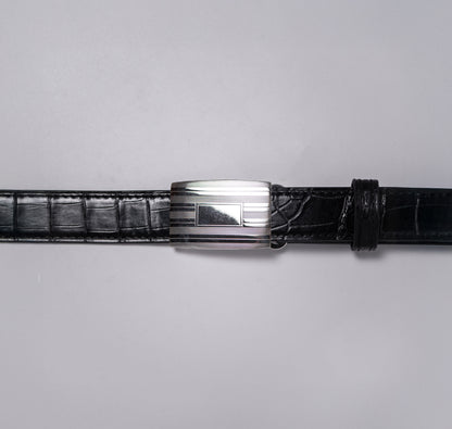 Alligator Belt Sterling Buckle Black