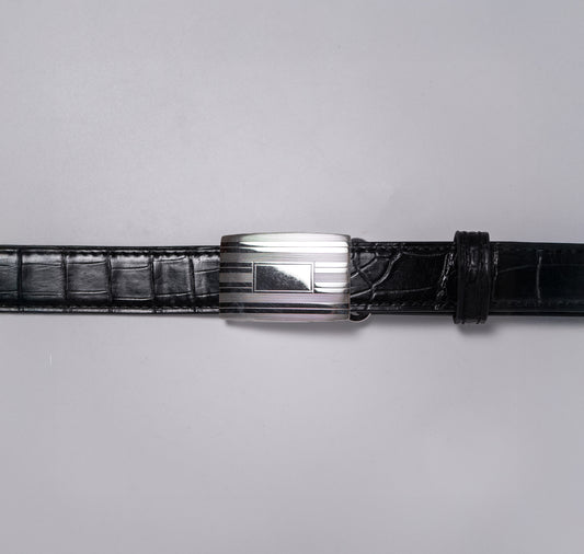 Alligator Belt Sterling Buckle Black