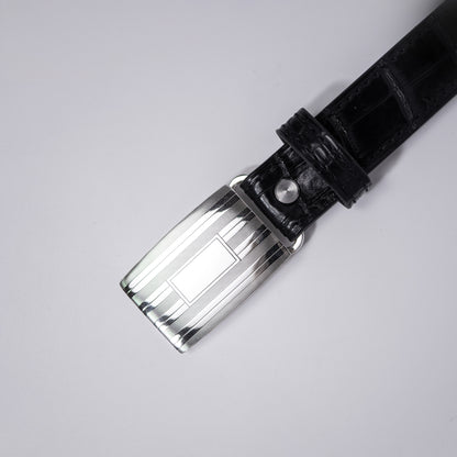 Alligator Belt Sterling Buckle Black