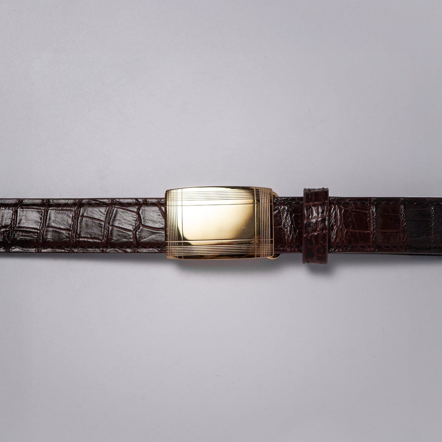 Alligator Belt Sterling Buckle Chocolate Brown