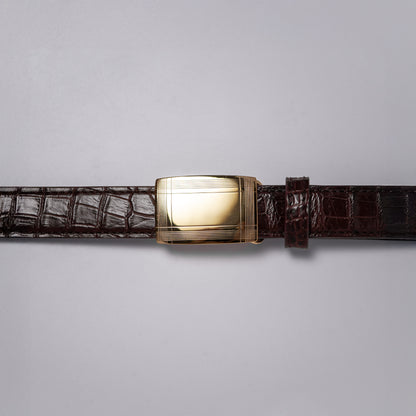 Alligator Belt Sterling Buckle Chocolate Brown